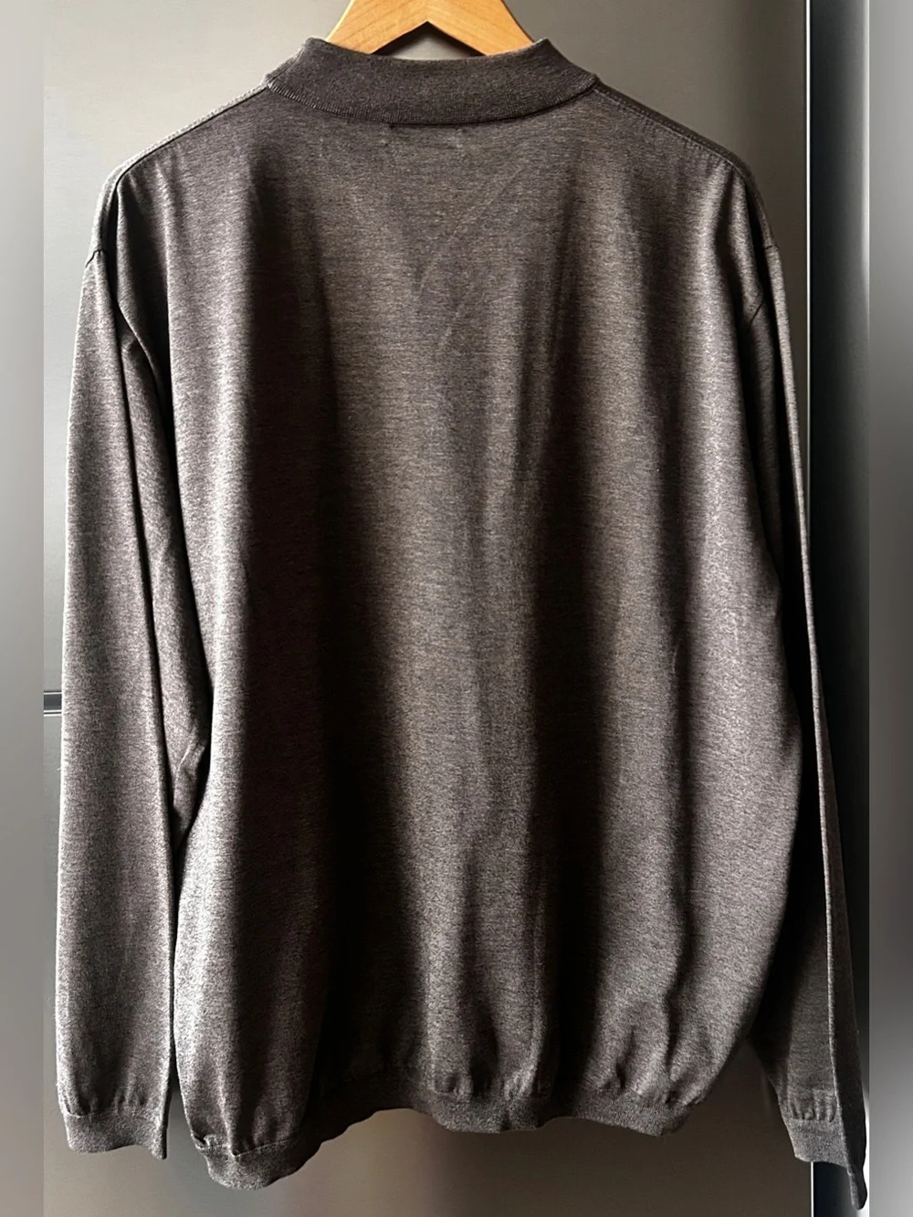 St. Croix Mock Neck Sweater XL Brown Made USA Cotton Microfiber Knit Pullover